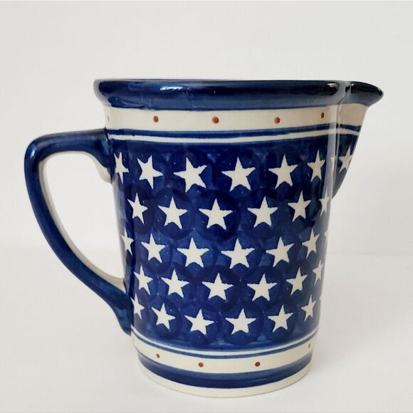 Vintage Ceramic Boleslawiec polish stars pitcher - Picture 1 of 8